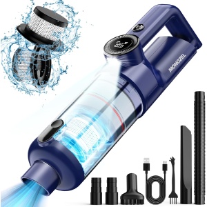 MONOZEL Handheld Vacuum, 15000Pa Cordless Car Vacuum Cleaner with Brushless Motor, Portable Vacuum with 2 Speeds, LED Light for Car/Home/Office/Pet Hair, Black