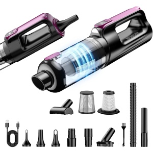 MONOZEL Air Duster & Car Vacuum, 18000Pa 2 in 1 Portable Cordless Car Vacuum Cleaner with Brushless Motor, 7800mAh Handheld Vacuum with Multi-Nozzles for Car/Home/Office, White